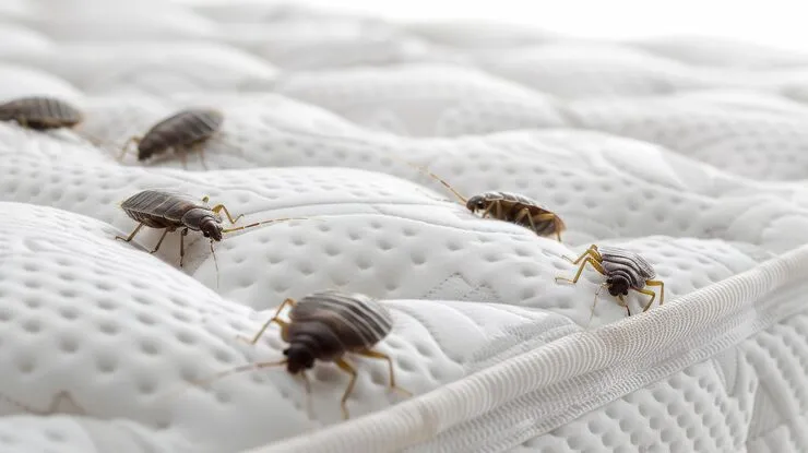 Bed bug exterminator inspecting mattress seam in Yuma AZ home